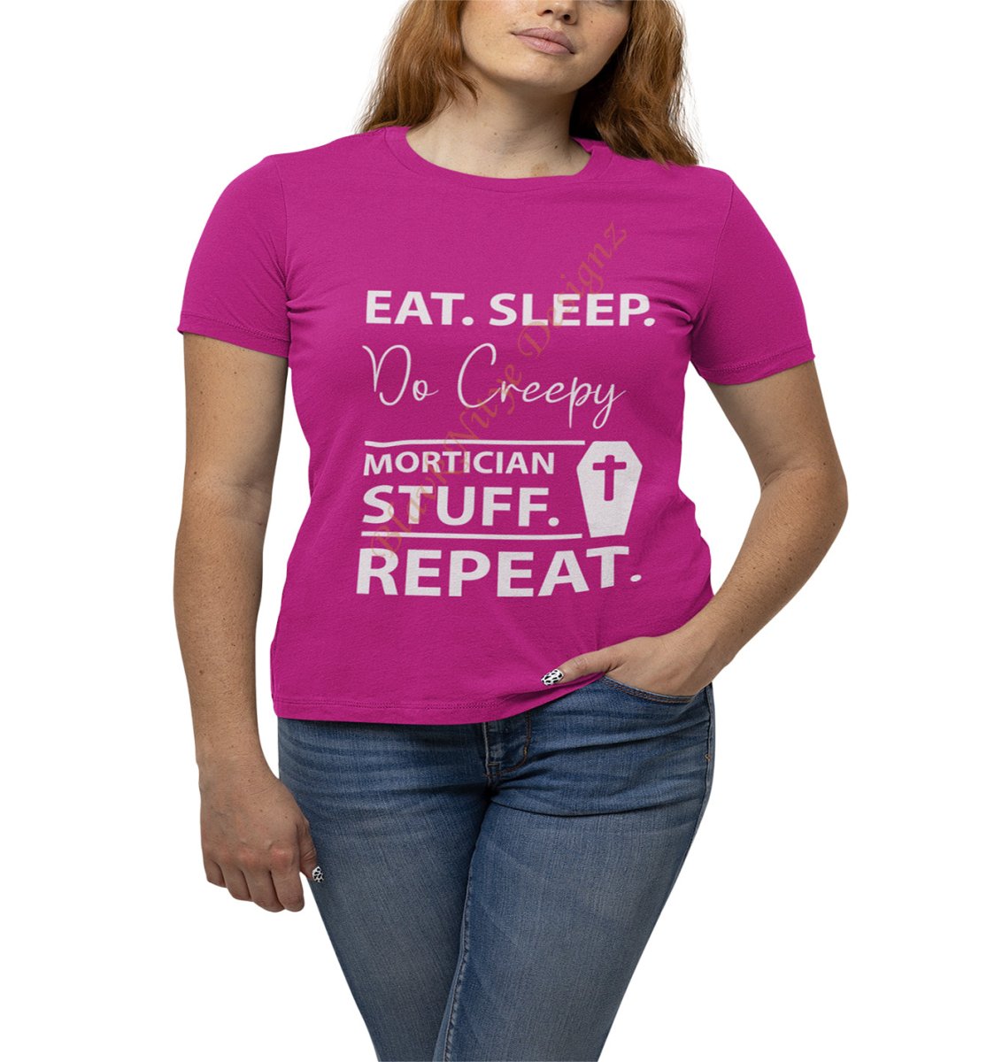 Eat. Sleep. Do Creepy Mortician Stuff. Repeat. Unisex T-shirt - BlavkNitye Designz